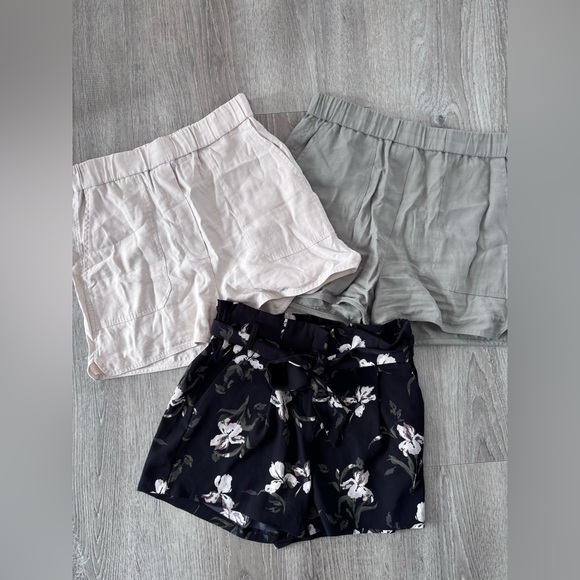 Dynamite Pants - Dynamite Three-Pair High-Waist Shorts — Black Floral, Light Gray & Cream